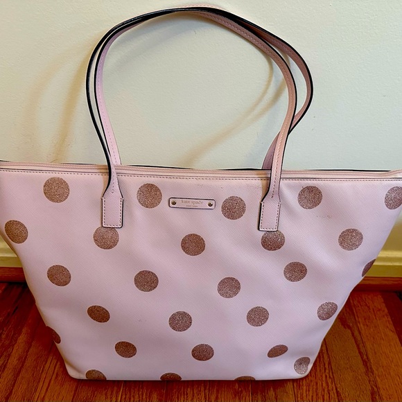 kate spade Handbags - Kate Spade Pink Glitter Dot Tote